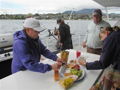 First evening charter fishing on Lake Taupo